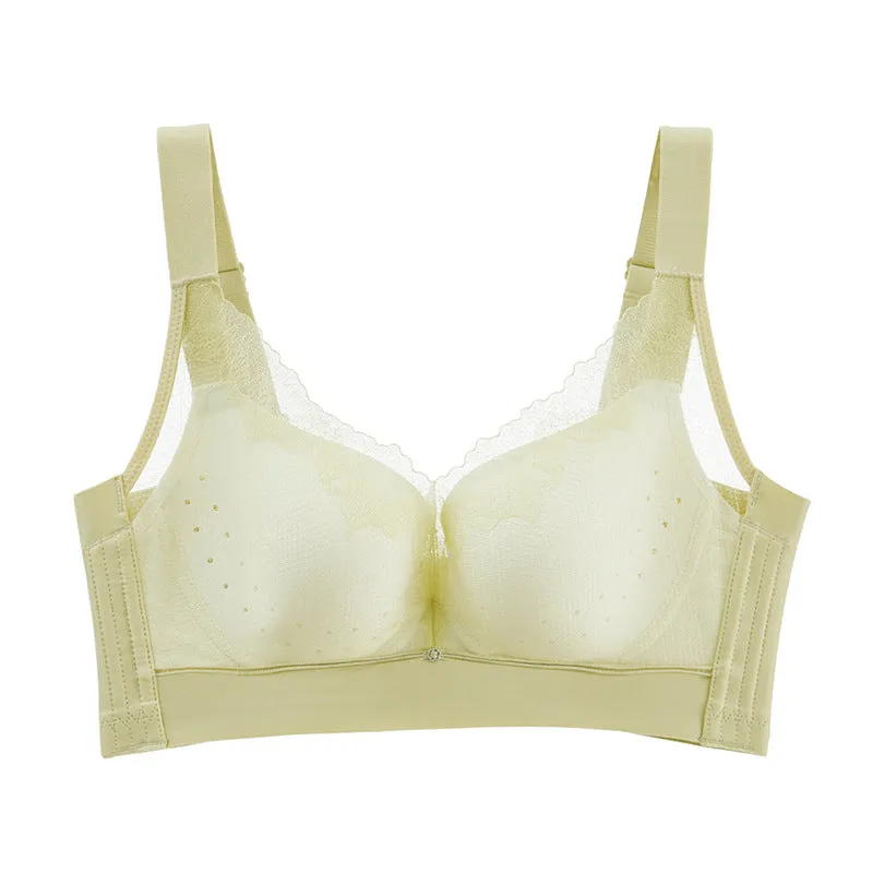 Spring and summer style big breasts show small breathable ultra-thin sandwich cup without steel ring to close the side milky underwear women's push-up bra