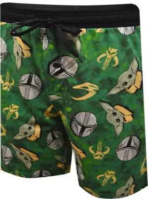 Star Wars Mandalorian and Grogu Green Lounge Shorts