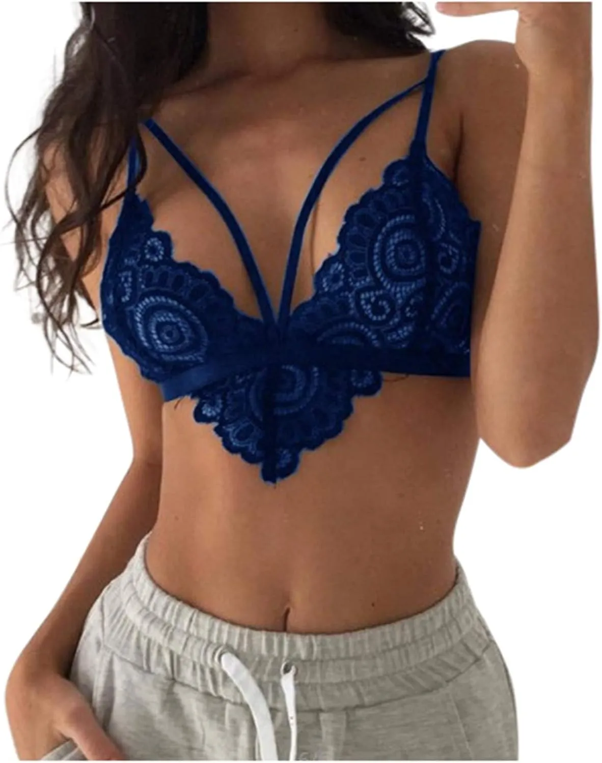 Unpadded Women Floral Top Bralet Crop Bustier Tank Bra Lace Bralette Womens Sexy Lingerie Sets 2024