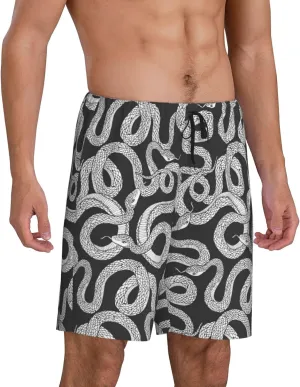 Vosery Mens Pajama Pants - Funny Snake No.20005 Comfy Sleep Shorts Mens Pajama Shorts, Mens Lounge Shorts Pj Pants