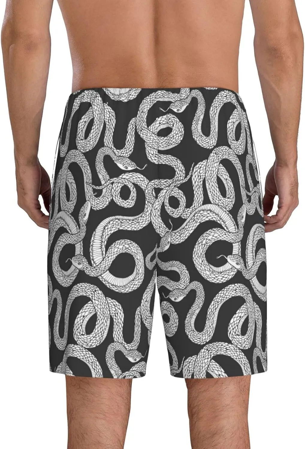 Vosery Mens Pajama Pants - Funny Snake No.20005 Comfy Sleep Shorts Mens Pajama Shorts, Mens Lounge Shorts Pj Pants