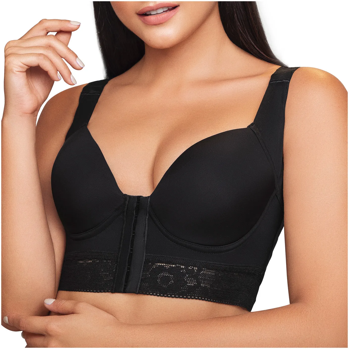 Women Push Up Back Support Front Closure Hook Full Figure Bras Posture SONRYSE C902