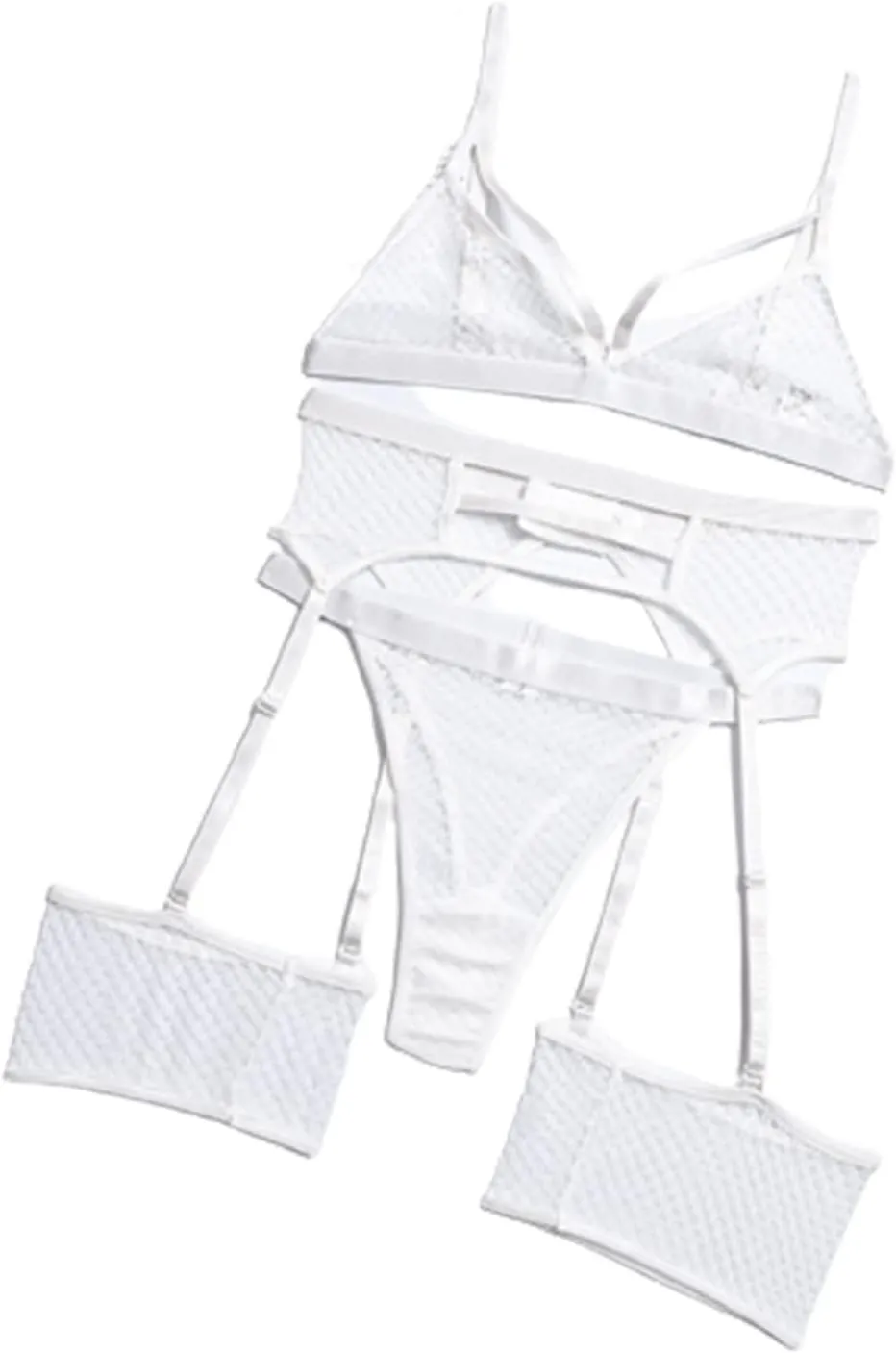 Women Sexy Lingerie Set with Garter Belt 3 Piece Bra and Panty Sets Underwear Hollow Out Exotic Bodysuit Lingerie Set