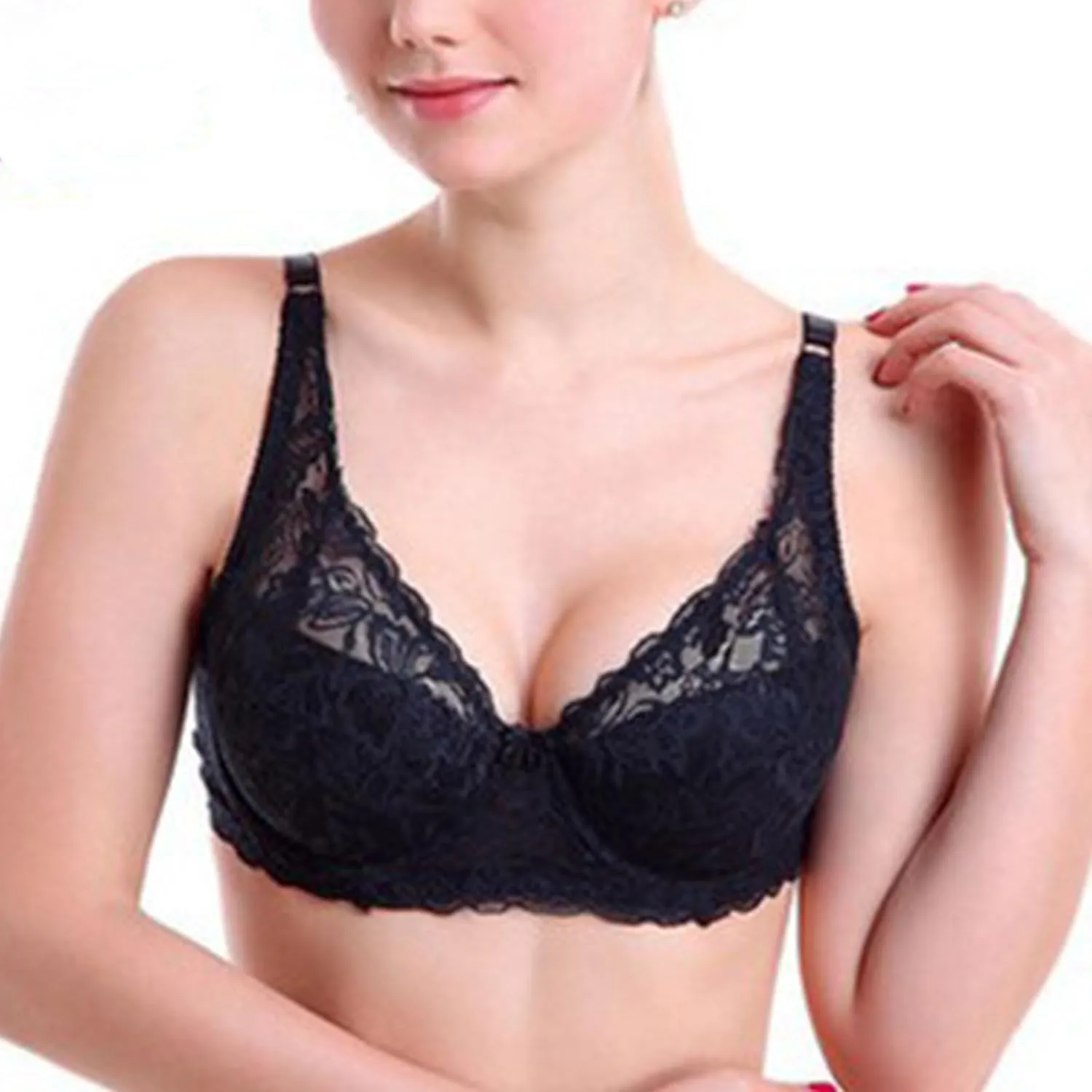 Womens Push Up Lace Bras No Underwire Hollow Out Everyday Bra Soft Adjustable Strap Full Coverage Underwear