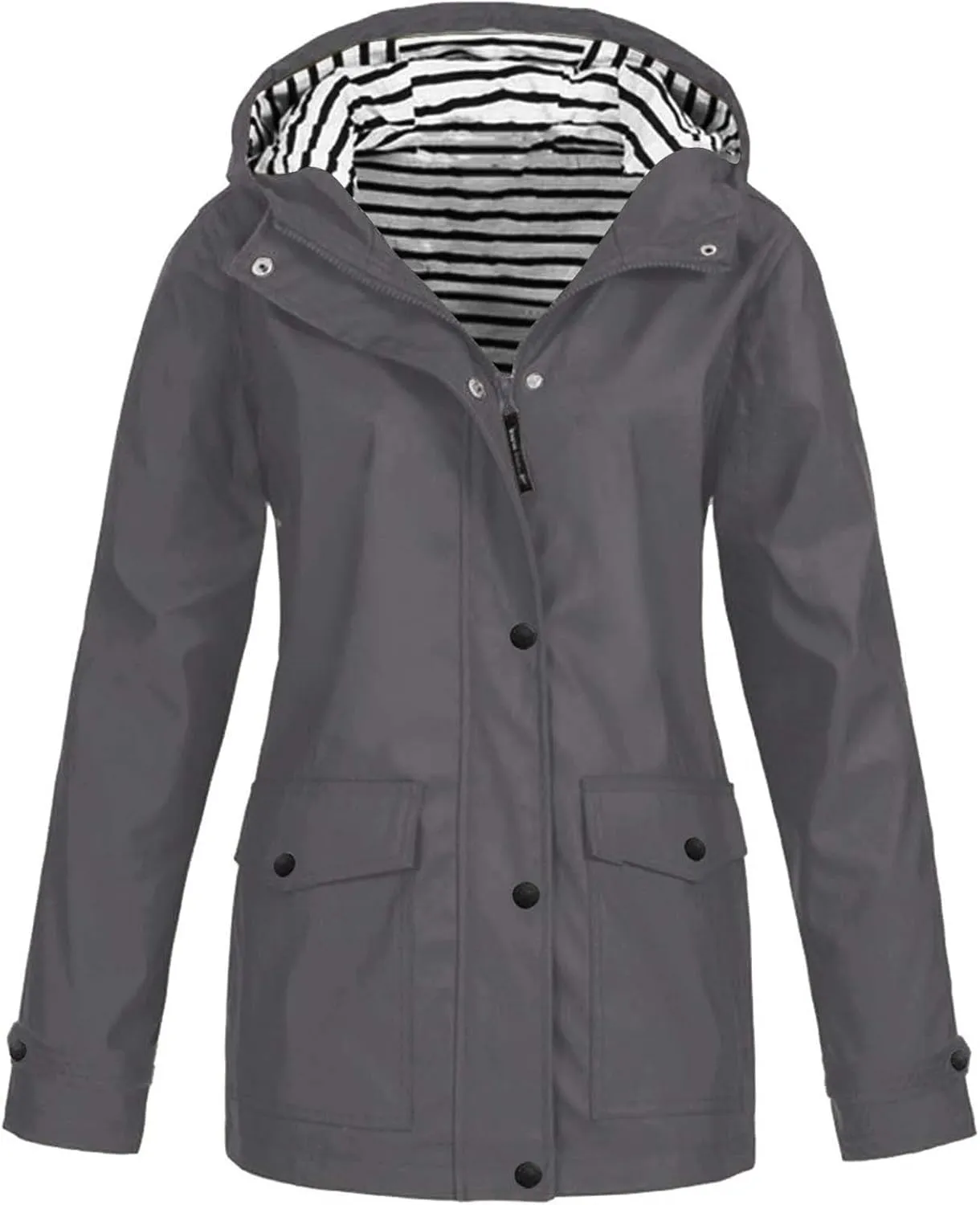 Womens Rain Coat Waterproof Active Outdoor Rain Jacket Lightweight Zip Up Summer Fall Raincoat Windbreaker With Hood